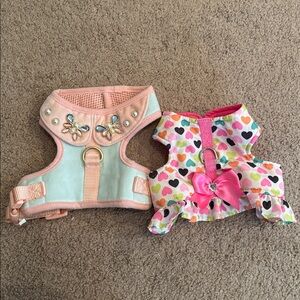 Pink and Multicolor Dog Harness Set